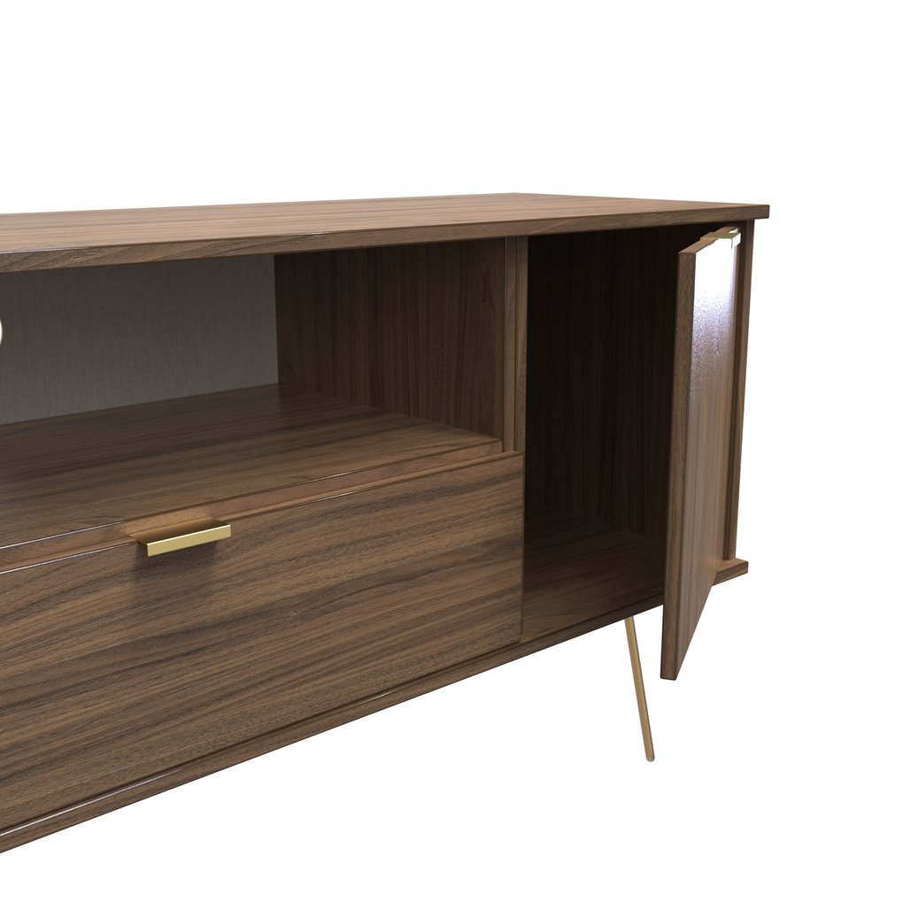 Hong Kong 2 Door 1 Drawer Wide TV Unit with Gold Hairpin Legs
