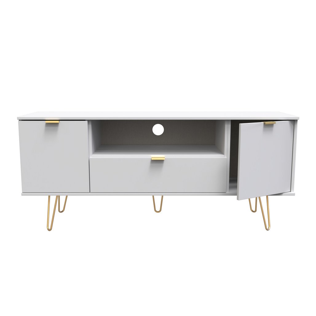 Hong Kong 2 Door 1 Drawer Wide TV Unit with Gold Hairpin Legs