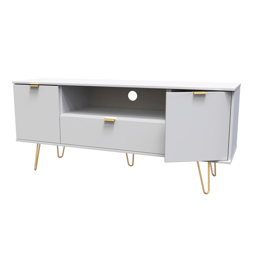 Hong Kong 2 Door 1 Drawer Wide TV Unit with Gold Hairpin Legs