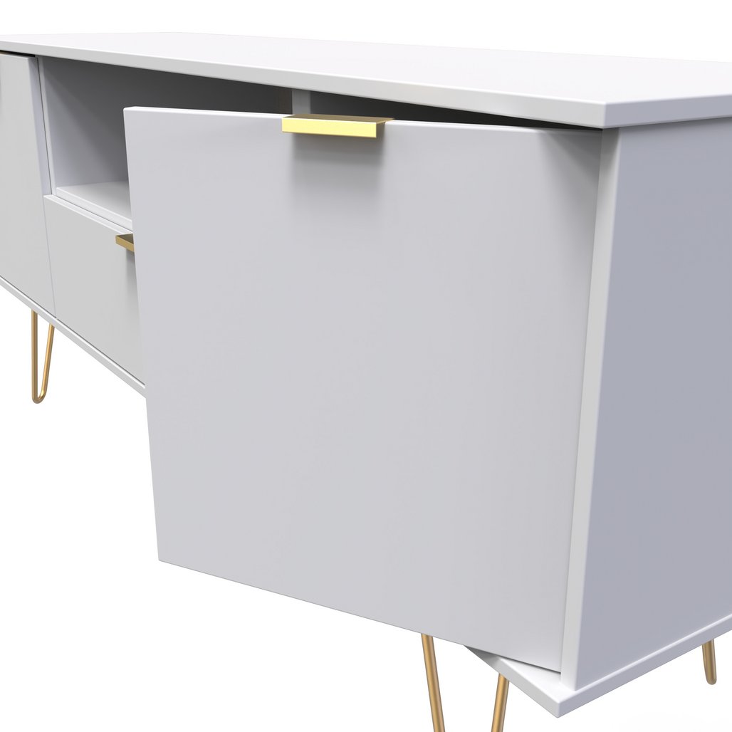 Hong Kong 2 Door 1 Drawer Wide TV Unit with Gold Hairpin Legs