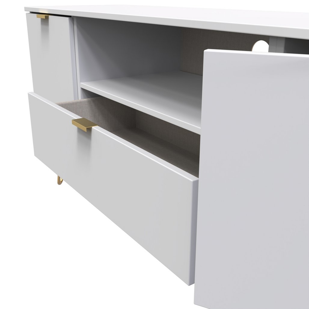 Hong Kong 2 Door 1 Drawer Wide TV Unit with Gold Hairpin Legs