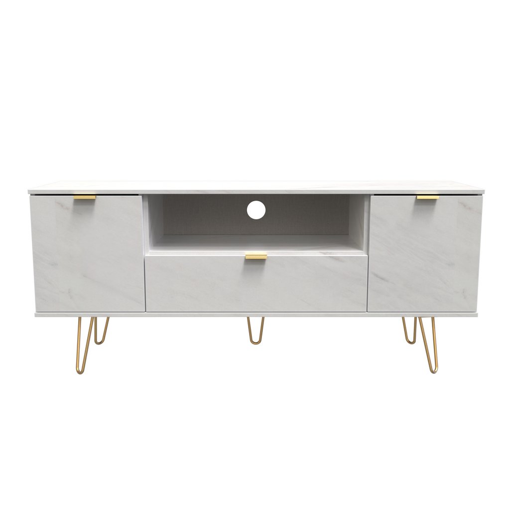 Hong Kong 2 Door 1 Drawer Wide TV Unit with Gold Hairpin Legs