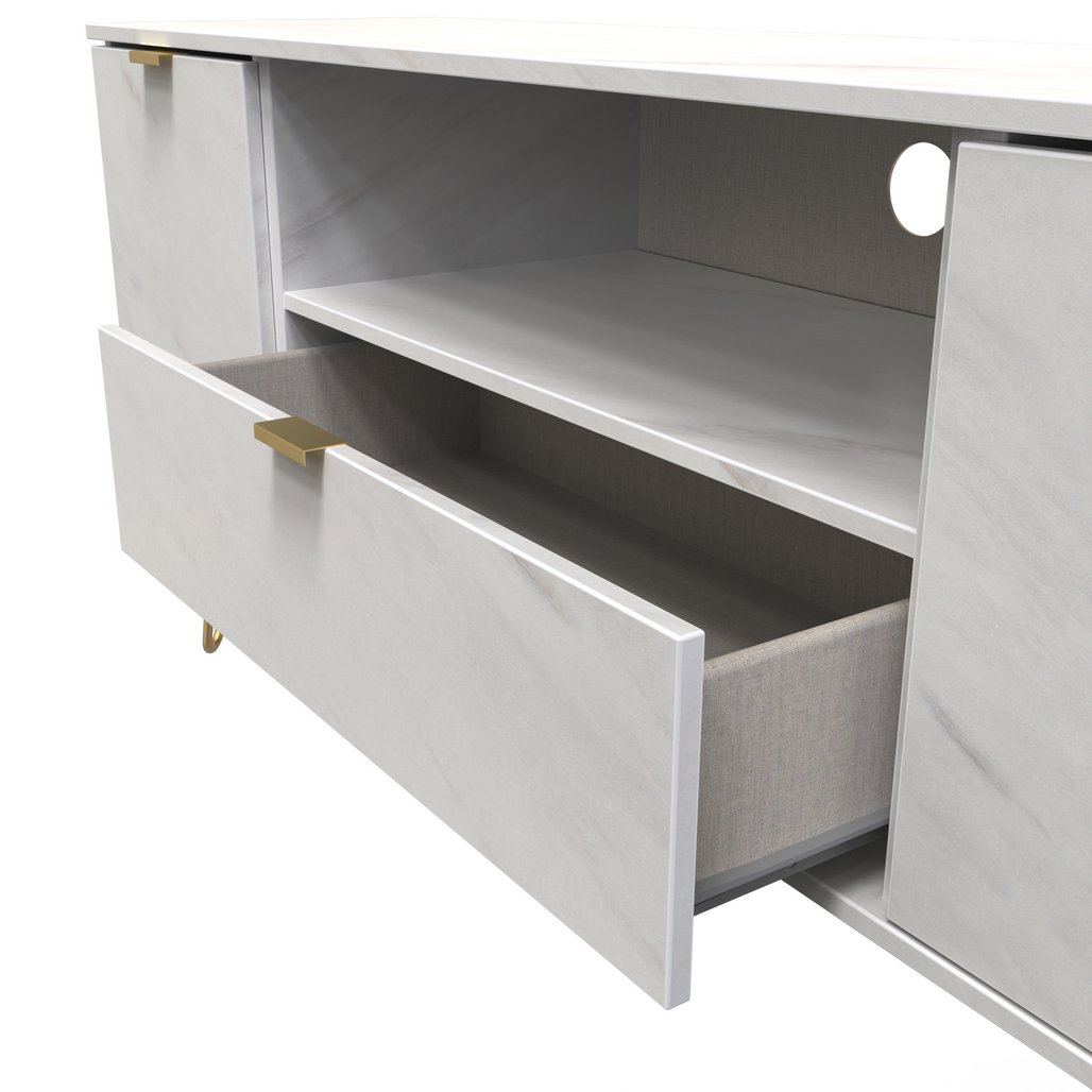Hong Kong 2 Door 1 Drawer Wide TV Unit with Gold Hairpin Legs