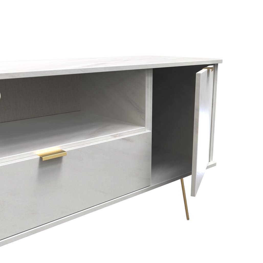 Hong Kong 2 Door 1 Drawer Wide TV Unit with Gold Hairpin Legs