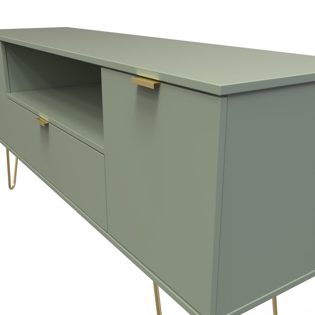 Hong Kong 2 Door 1 Drawer Wide TV Unit with Gold Hairpin Legs