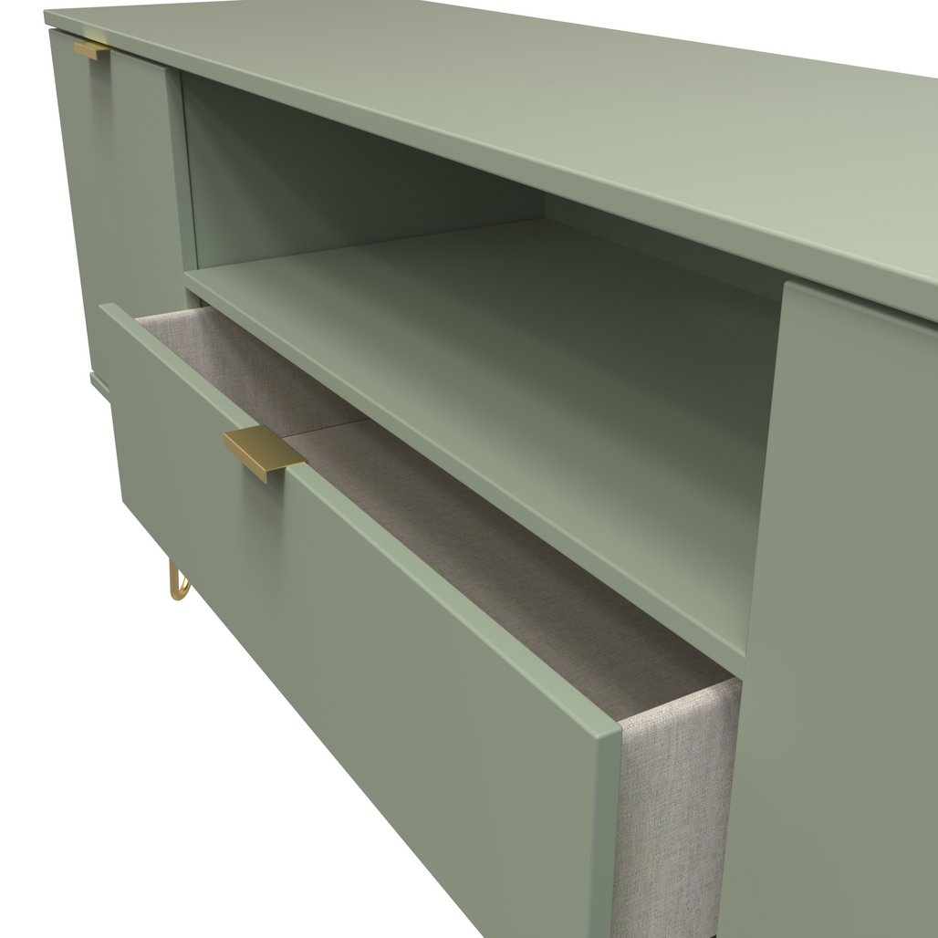 Hong Kong 2 Door 1 Drawer Wide TV Unit with Gold Hairpin Legs