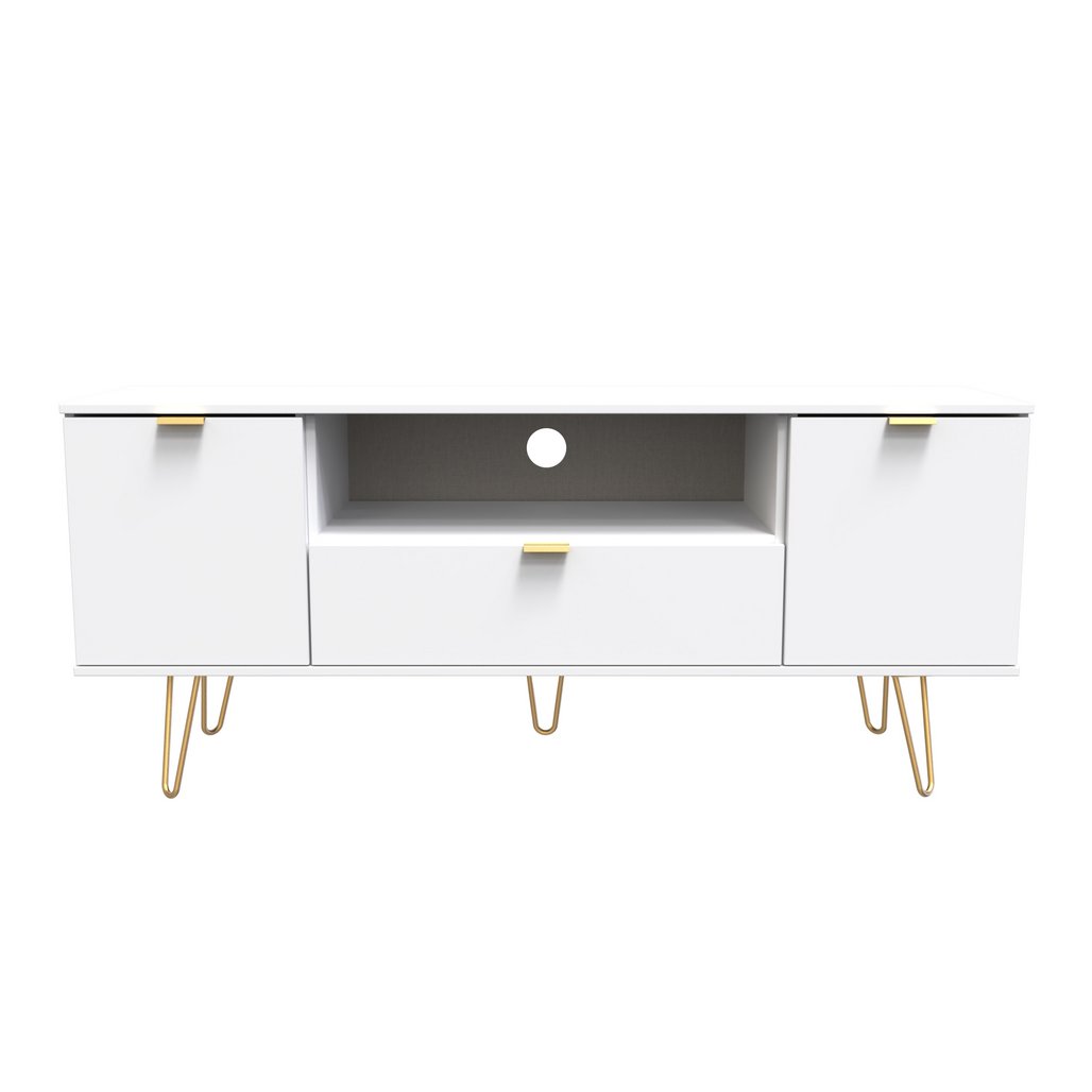 Hong Kong 2 Door 1 Drawer Wide TV Unit with Gold Hairpin Legs