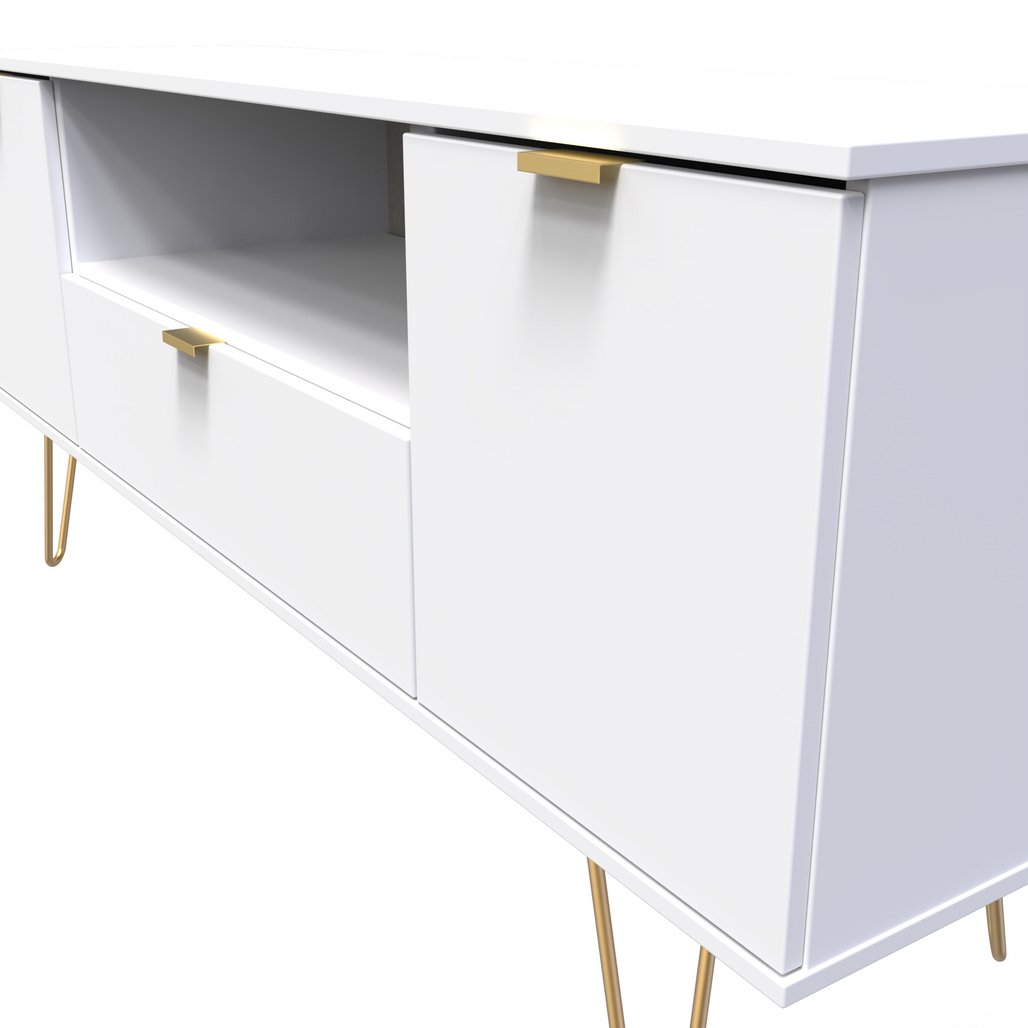 Hong Kong 2 Door 1 Drawer Wide TV Unit with Gold Hairpin Legs