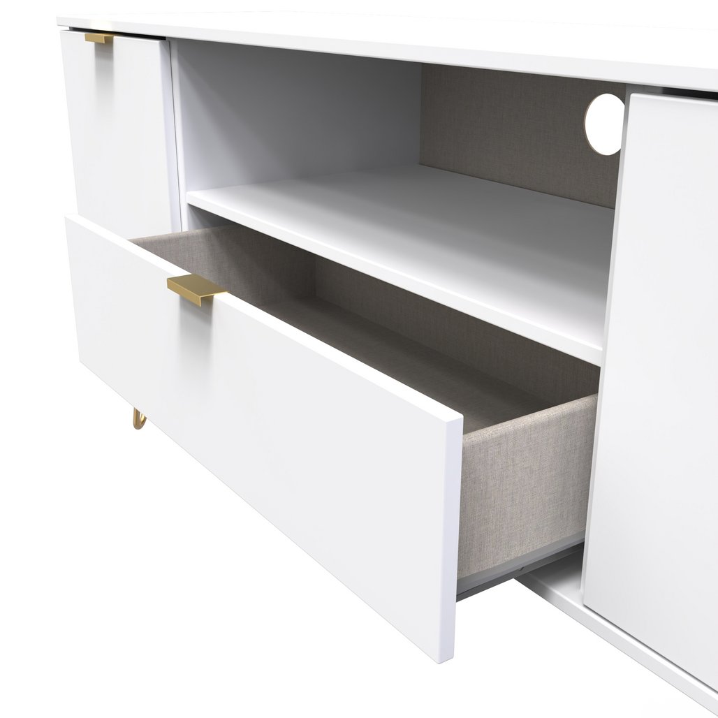 Hong Kong 2 Door 1 Drawer Wide TV Unit with Gold Hairpin Legs