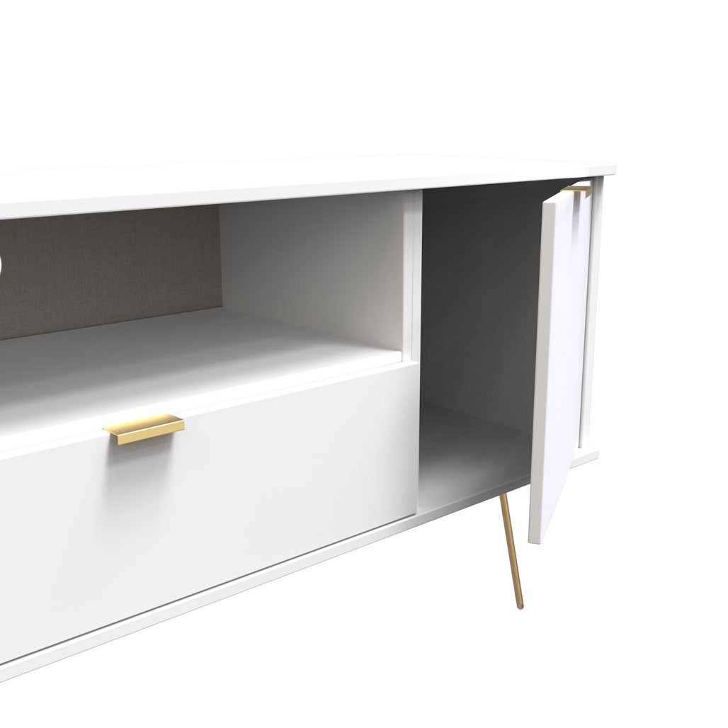 Hong Kong 2 Door 1 Drawer Wide TV Unit with Gold Hairpin Legs
