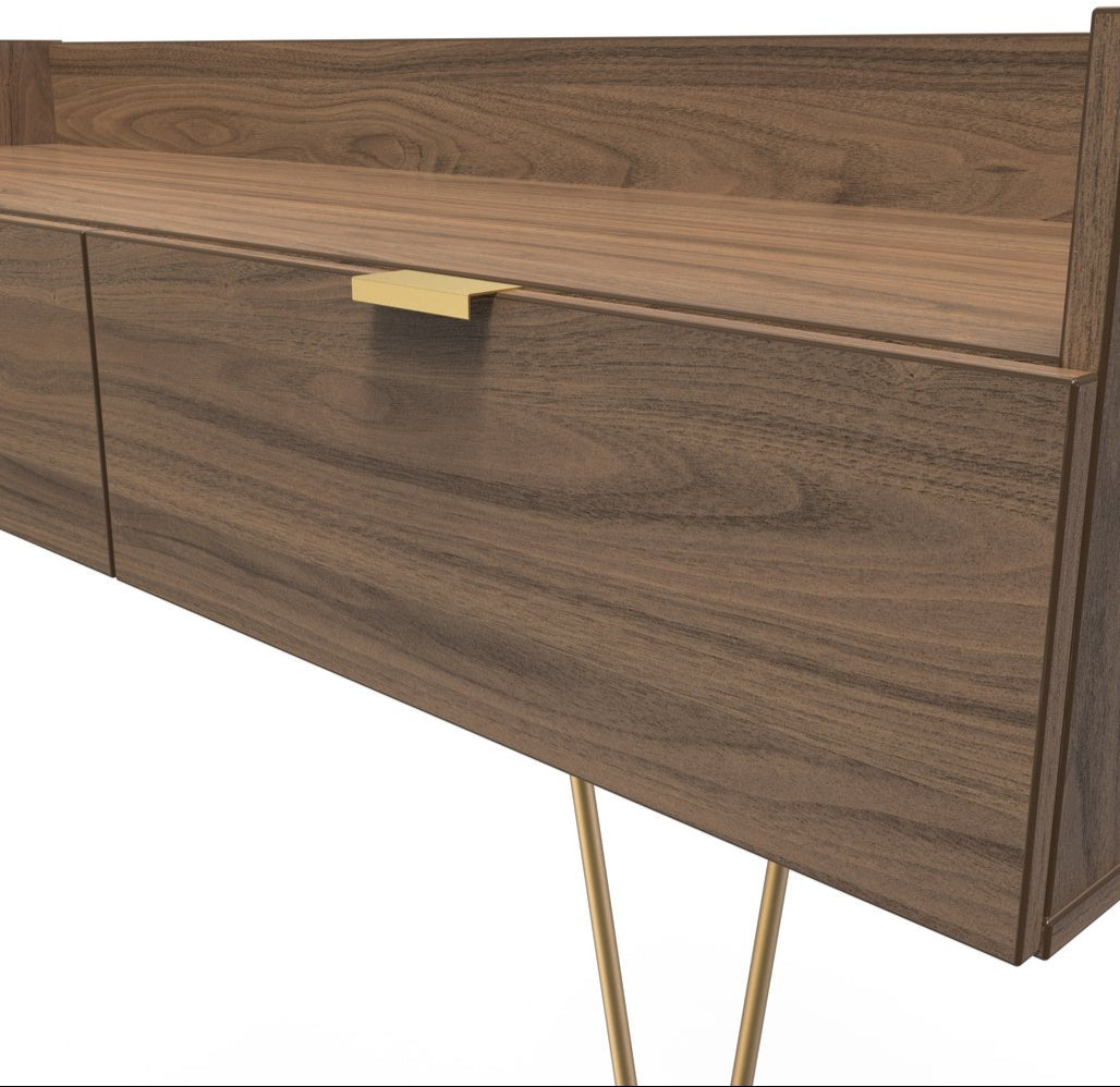 Hong Kong 2 Drawer Media Console with Gold Hairpin Legs
