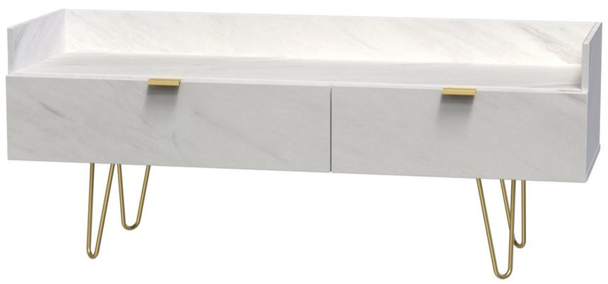 Hong Kong 2 Drawer Media Console with Gold Hairpin Legs
