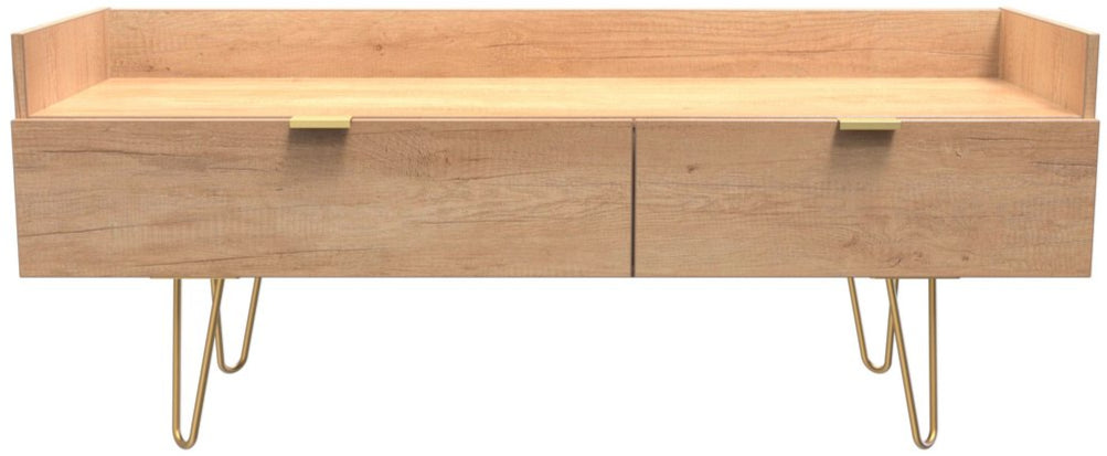 Hong Kong 2 Drawer Media Console with Gold Hairpin Legs