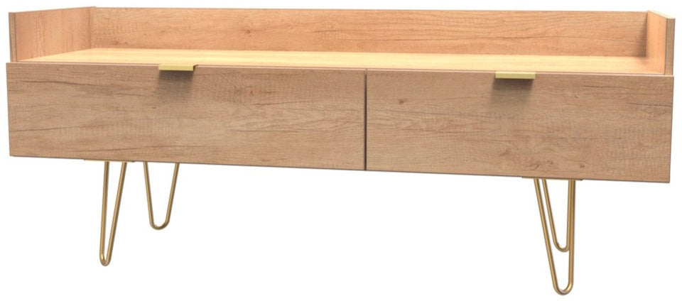 Hong Kong 2 Drawer Media Console with Gold Hairpin Legs