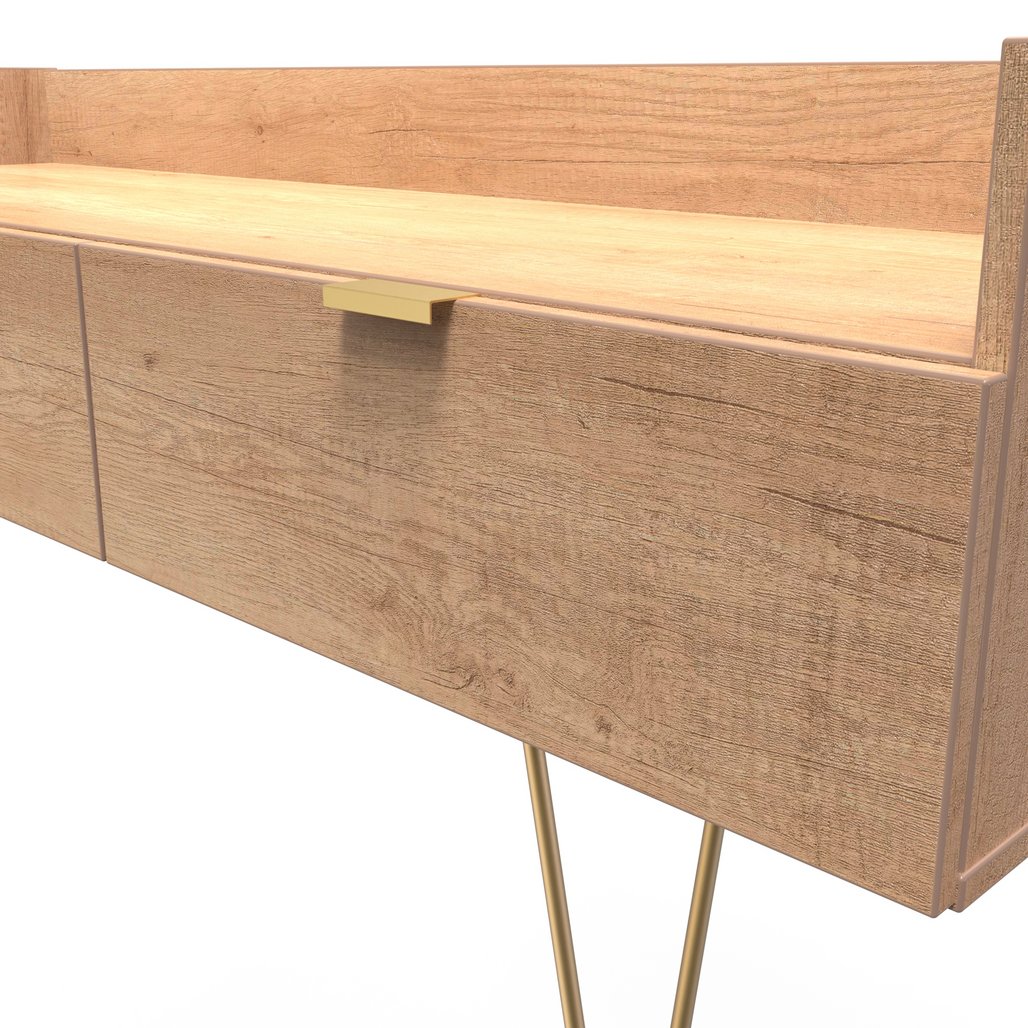 Hong Kong 2 Drawer Media Console with Gold Hairpin Legs