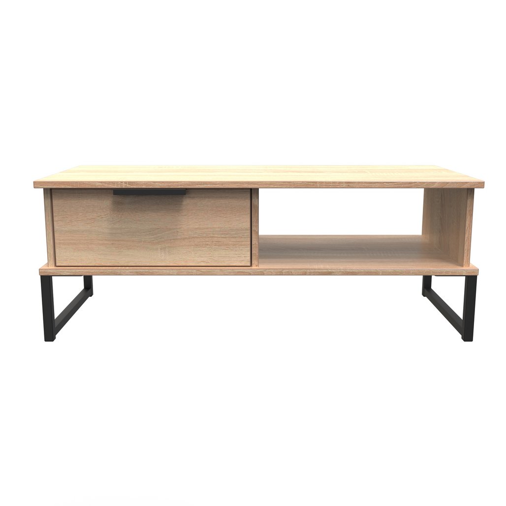 Hong Kong 1 Drawer Coffee Table with Black Sleigh Legs