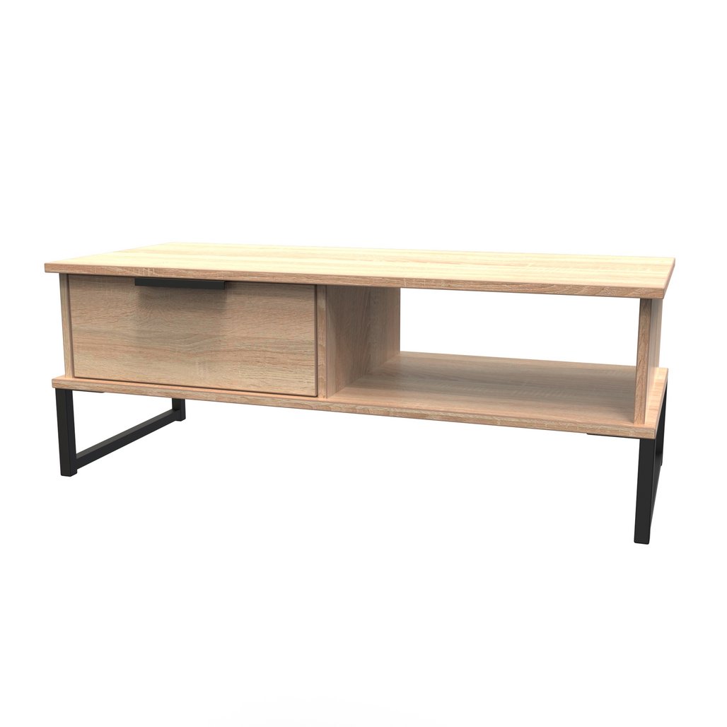 Hong Kong 1 Drawer Coffee Table with Black Sleigh Legs