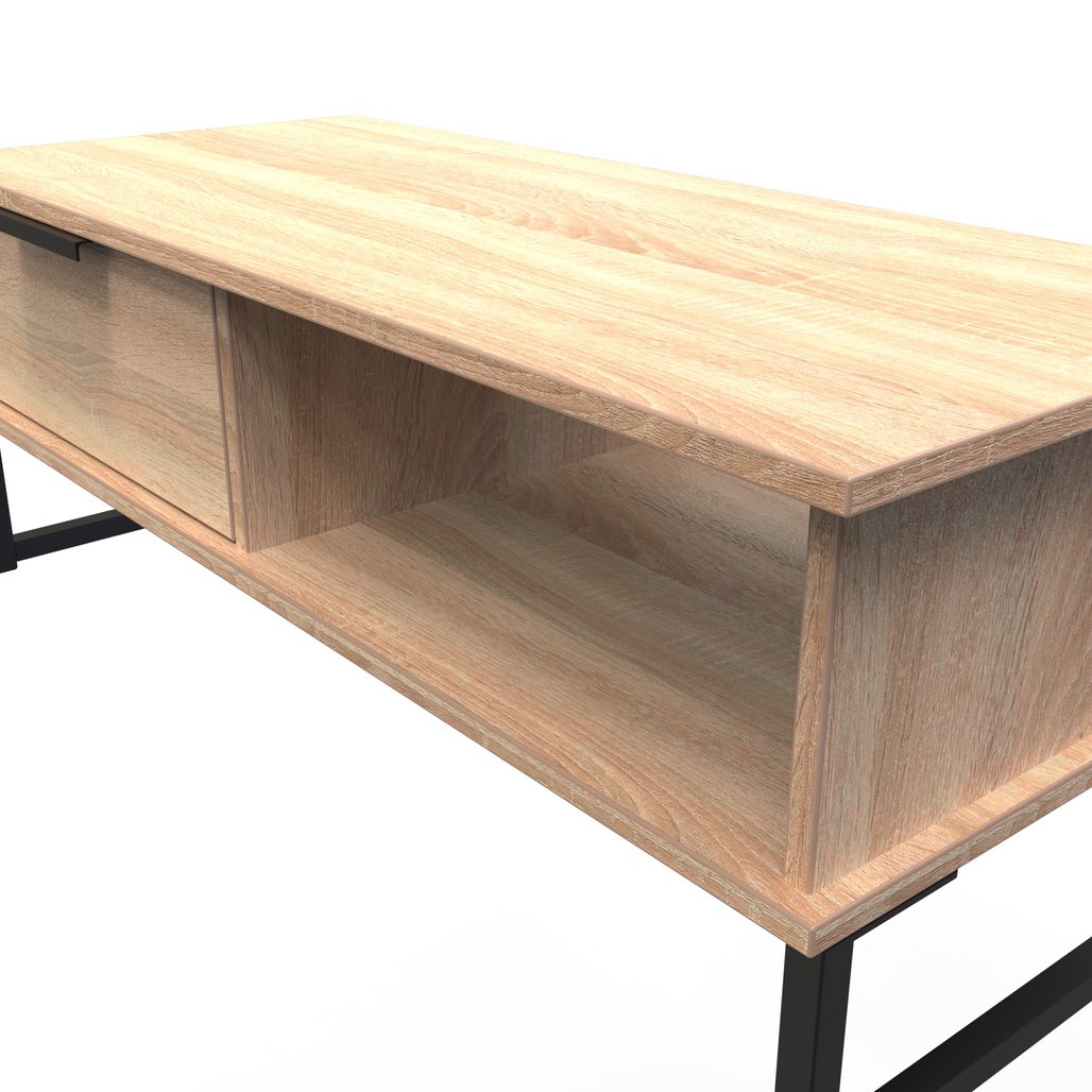 Hong Kong 1 Drawer Coffee Table with Black Sleigh Legs