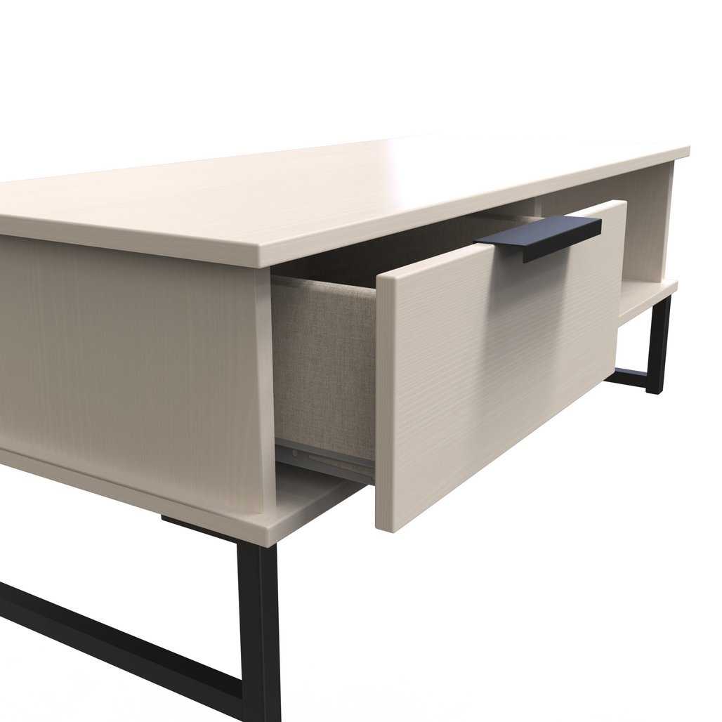 Hong Kong 1 Drawer Coffee Table with Black Sleigh Legs