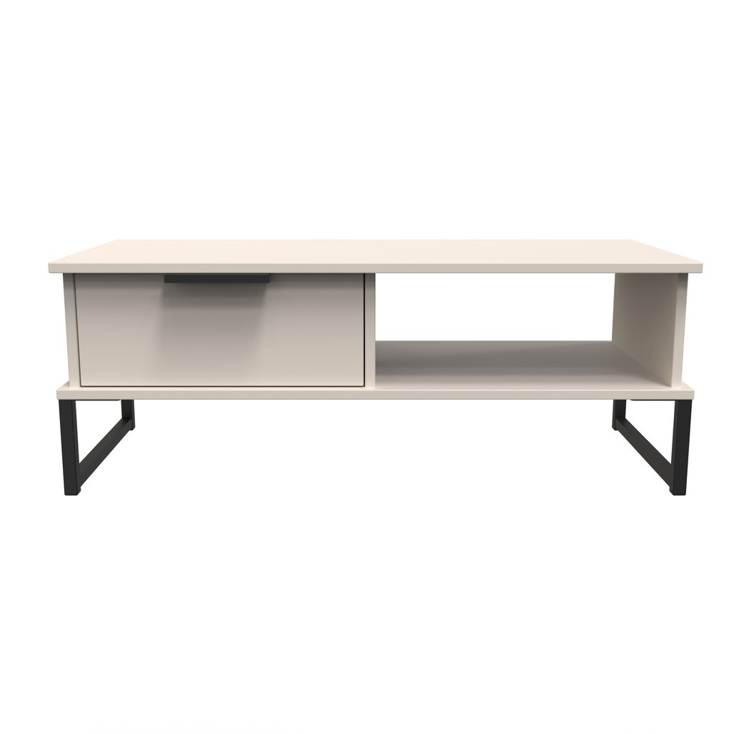Hong Kong 1 Drawer Coffee Table with Black Sleigh Legs