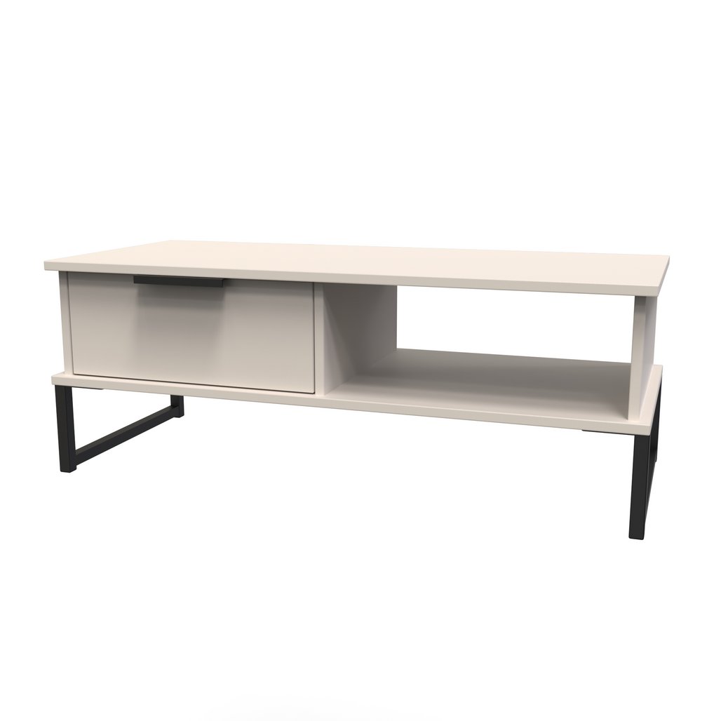 Hong Kong 1 Drawer Coffee Table with Black Sleigh Legs