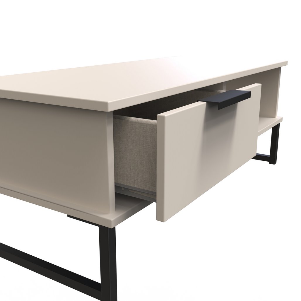 Hong Kong 1 Drawer Coffee Table with Black Sleigh Legs