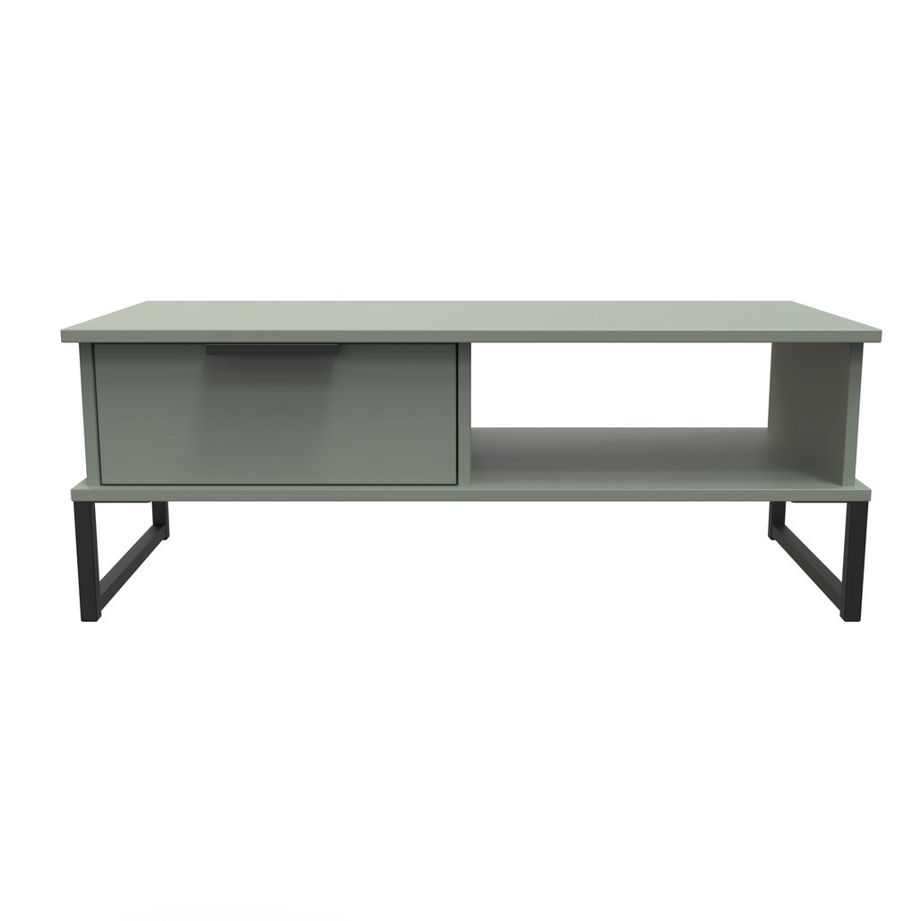 Hong Kong 1 Drawer Coffee Table with Black Sleigh Legs