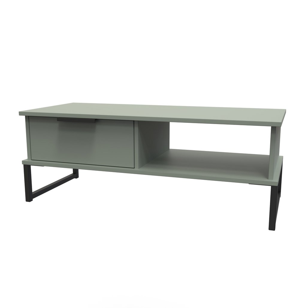 Hong Kong 1 Drawer Coffee Table with Black Sleigh Legs