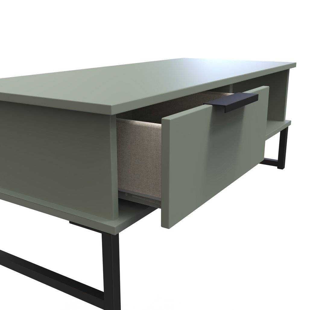 Hong Kong 1 Drawer Coffee Table with Black Sleigh Legs