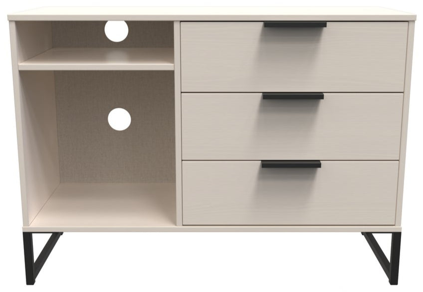 Hong Kong 3 Drawer 2 Shelf TV Unit with Black Sleigh Legs