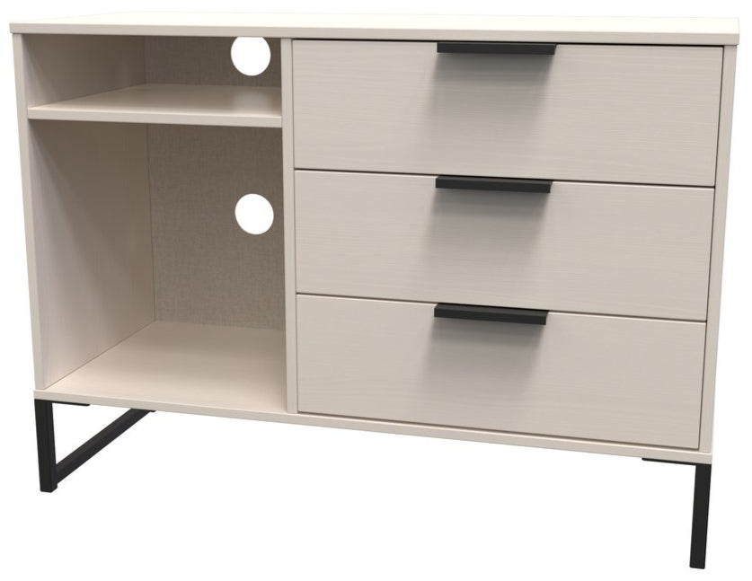 Hong Kong 3 Drawer 2 Shelf TV Unit with Black Sleigh Legs