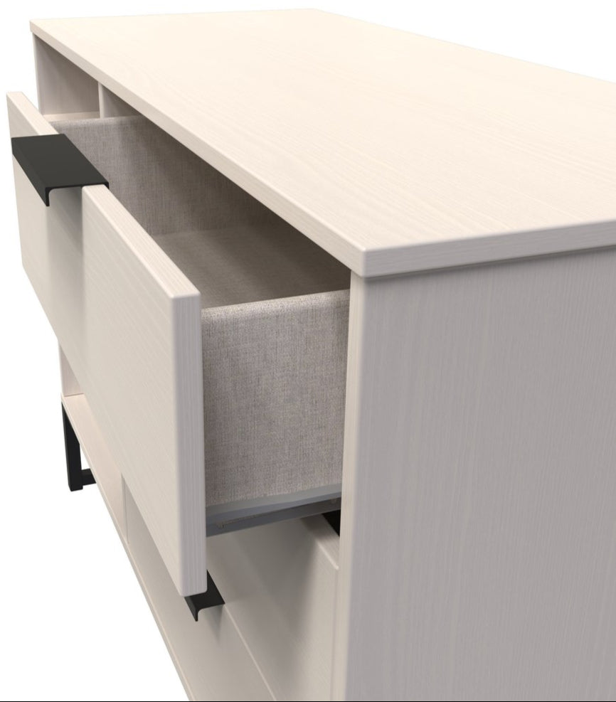 Hong Kong 3 Drawer 2 Shelf TV Unit with Black Sleigh Legs