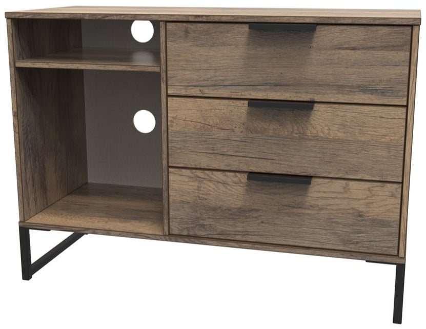 Hong Kong 3 Drawer 2 Shelf TV Unit with Black Sleigh Legs