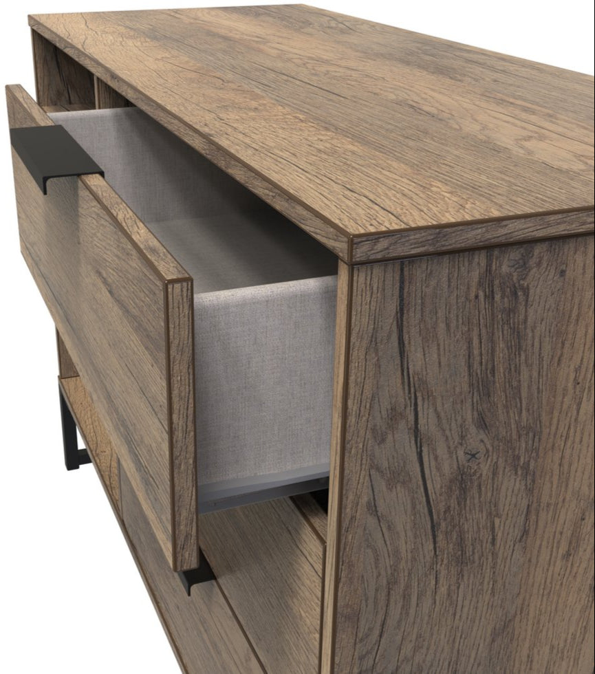 Hong Kong 3 Drawer 2 Shelf TV Unit with Black Sleigh Legs