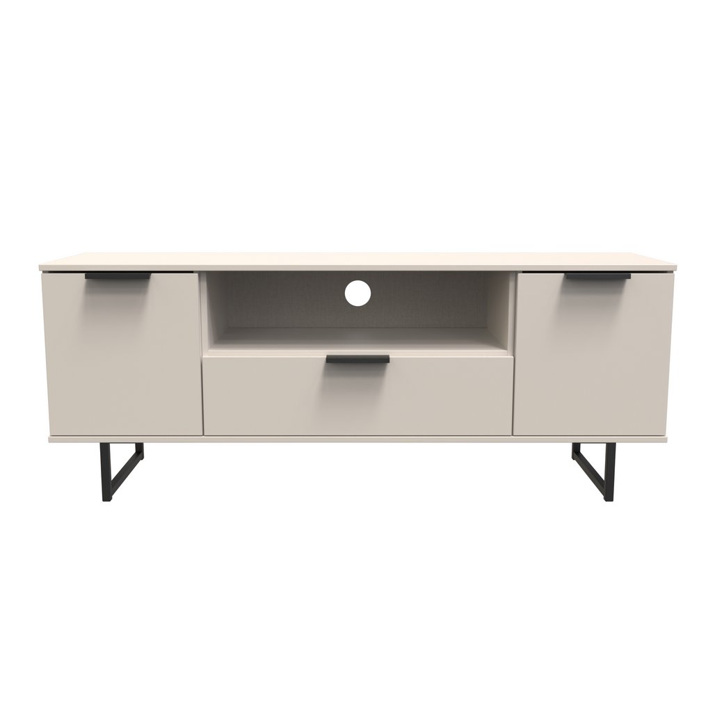 Hong Kong 2 Door 1 Drawer Wide TV Unit with Black Sleigh Legs