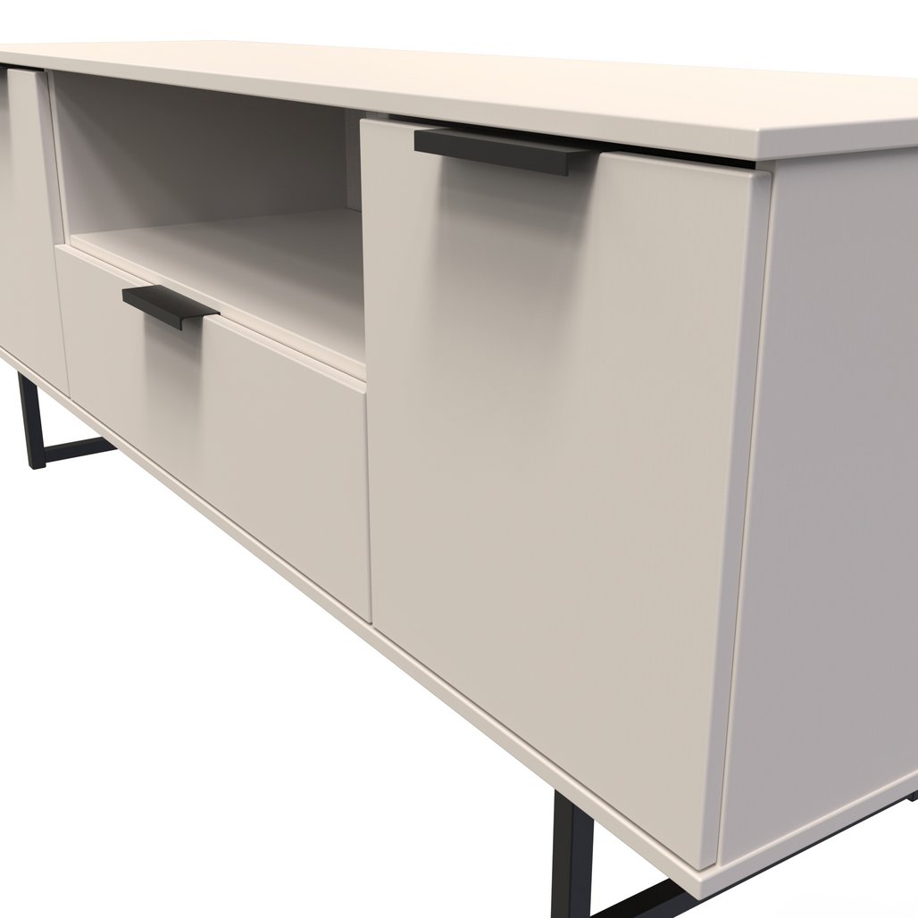 Hong Kong 2 Door 1 Drawer Wide TV Unit with Black Sleigh Legs