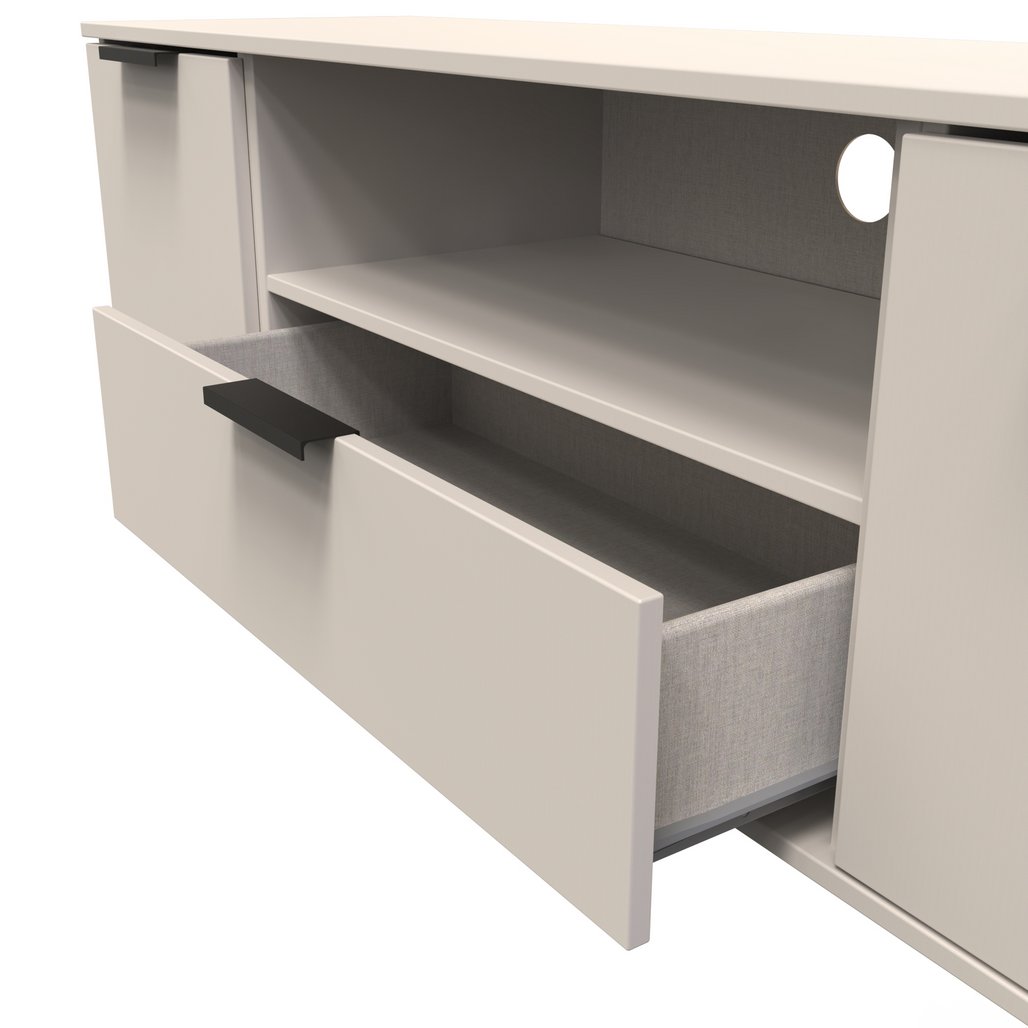 Hong Kong 2 Door 1 Drawer Wide TV Unit with Black Sleigh Legs