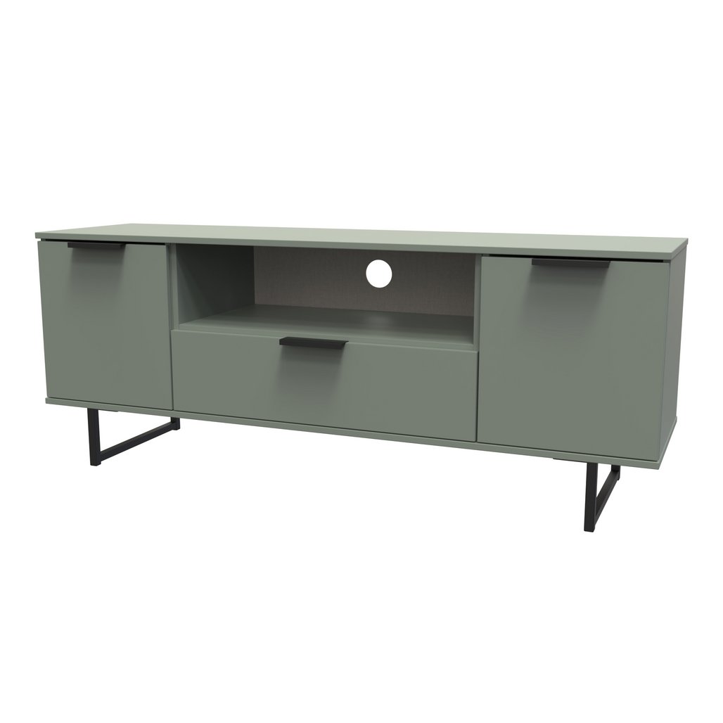 Hong Kong 2 Door 1 Drawer Wide TV Unit with Black Sleigh Legs