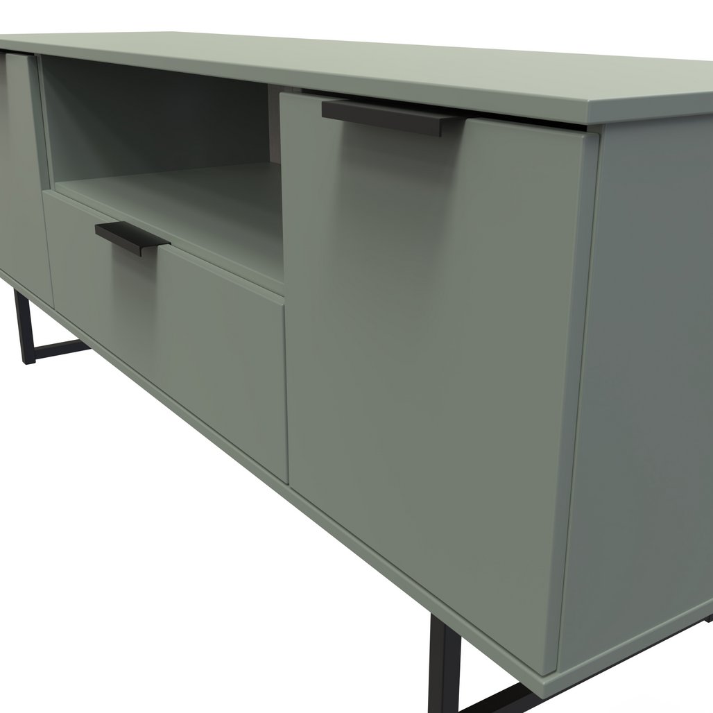 Hong Kong 2 Door 1 Drawer Wide TV Unit with Black Sleigh Legs