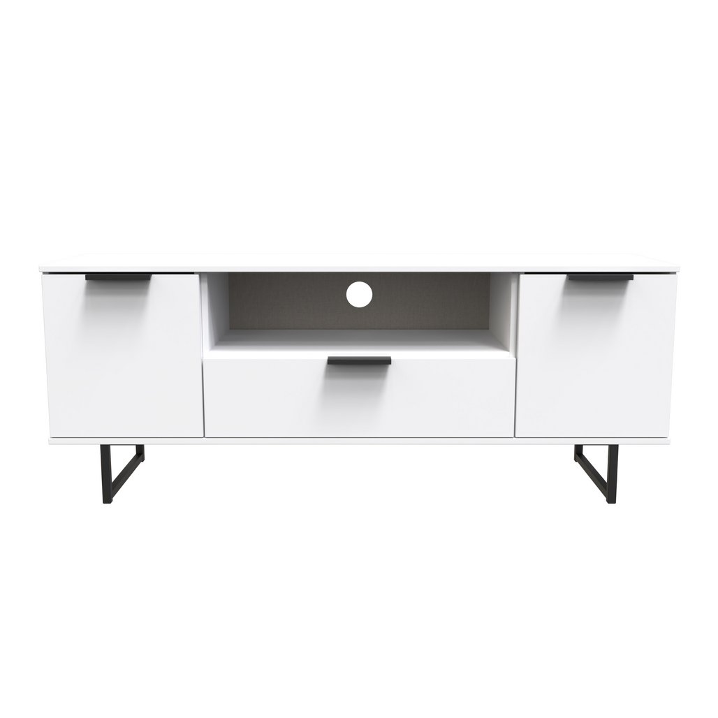 Hong Kong 2 Door 1 Drawer Wide TV Unit with Black Sleigh Legs