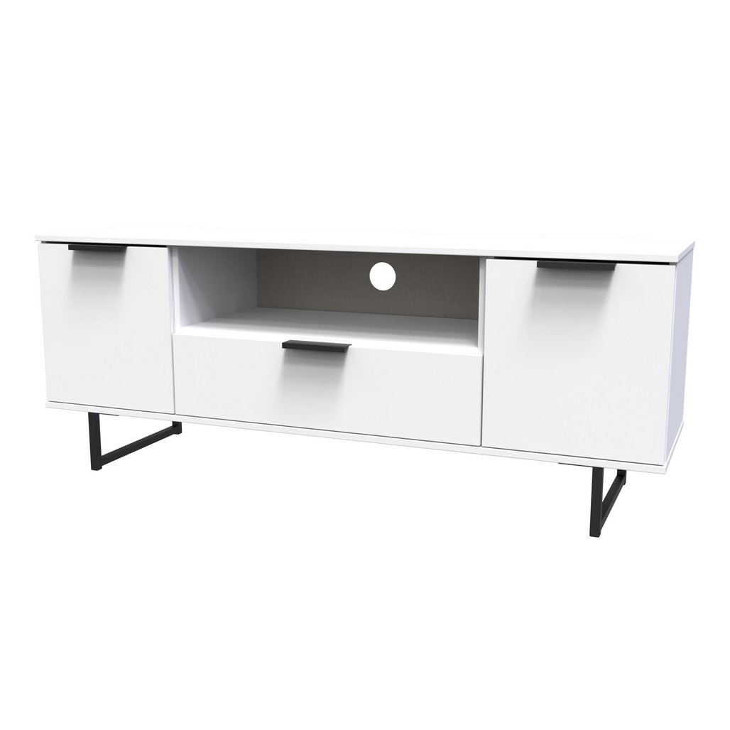 Hong Kong 2 Door 1 Drawer Wide TV Unit with Black Sleigh Legs