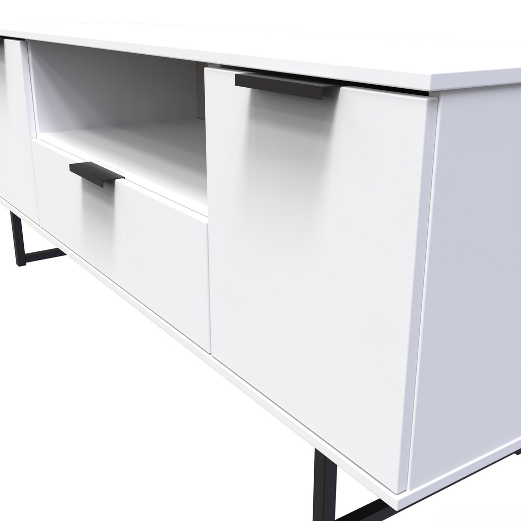 Hong Kong 2 Door 1 Drawer Wide TV Unit with Black Sleigh Legs