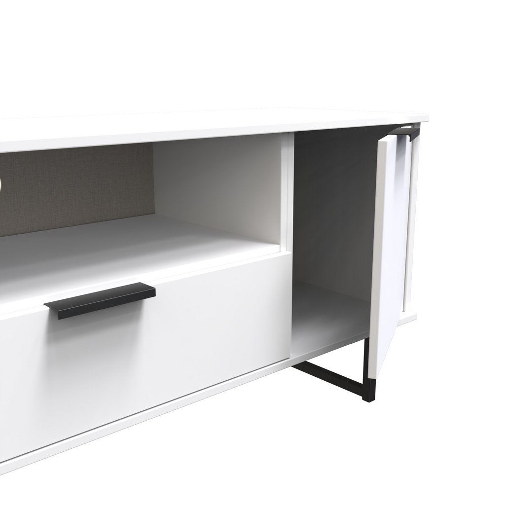 Hong Kong 2 Door 1 Drawer Wide TV Unit with Black Sleigh Legs