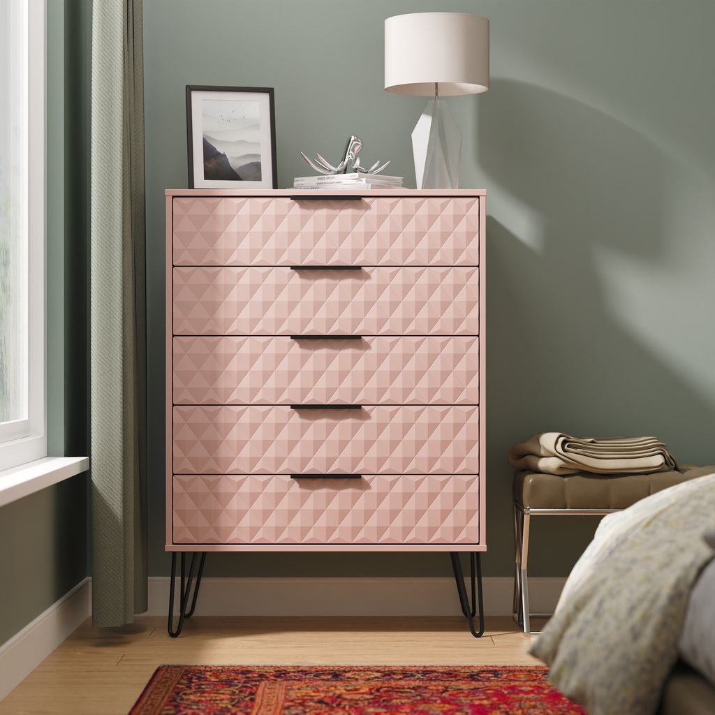 Harlequin 5 Drawer Chest with Black Hairpin Legs