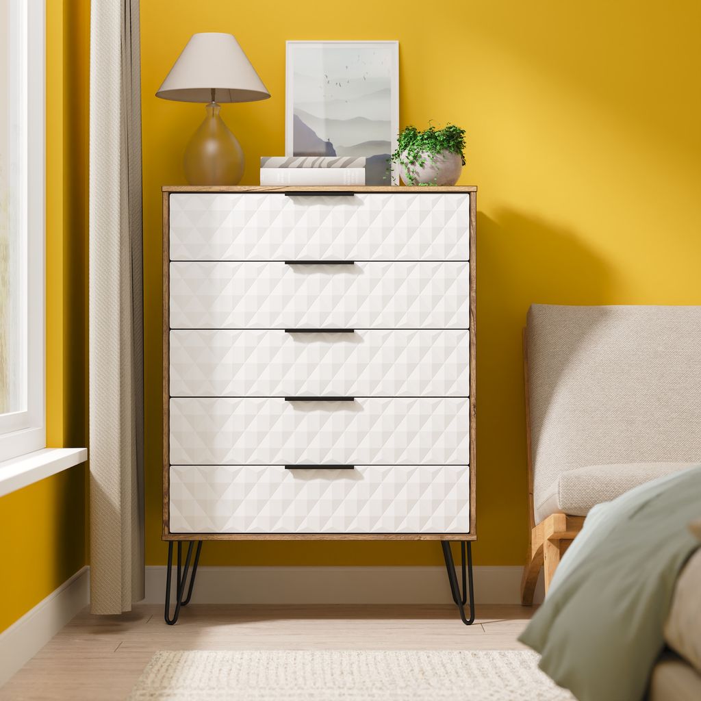 Harlequin 5 Drawer Chest with Black Hairpin Legs
