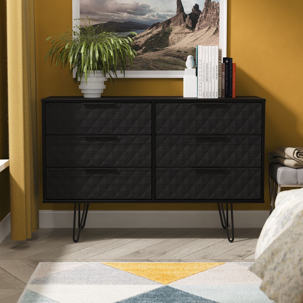Harlequin 6 Drawer Chest with Black Hairpin Legs