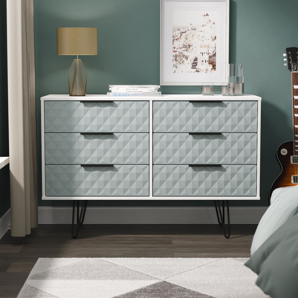 Harlequin 6 Drawer Chest with Black Hairpin Legs