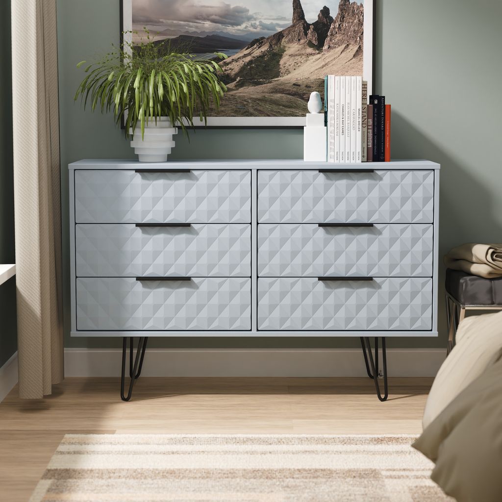 Harlequin 6 Drawer Chest with Black Hairpin Legs