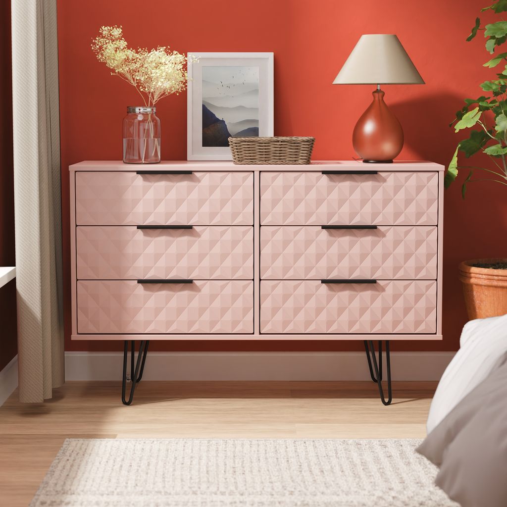 Harlequin 6 Drawer Chest with Black Hairpin Legs