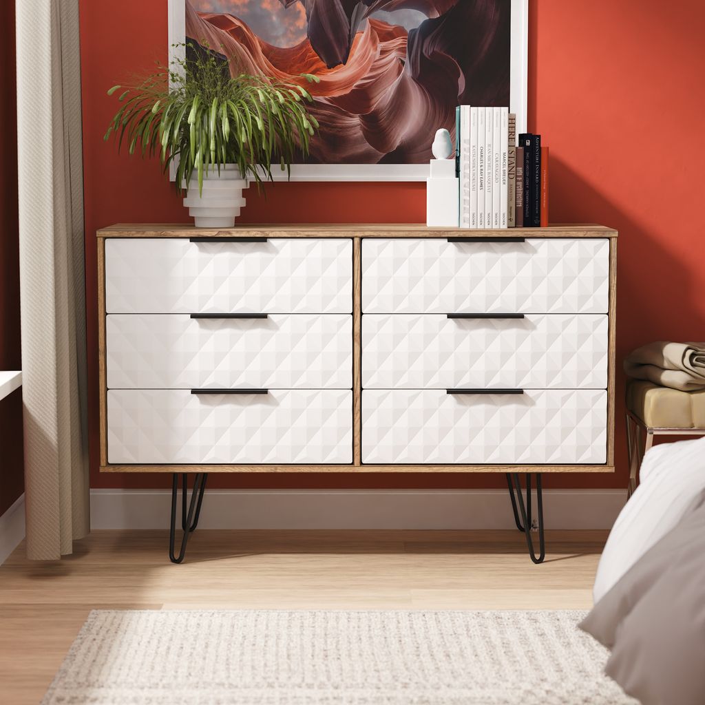 Harlequin 6 Drawer Chest with Black Hairpin Legs